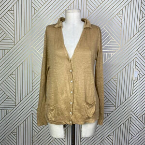 Cotélac Tan Linen Lightweight Button Front Cardigan‎ Top Size 1 / US 8